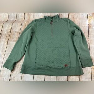 L.L. Bean Women's Quilted Quarter Zip Pullover Green Size 1X Plus